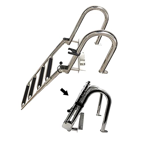 Escalera plegable telescópica para bote con barandales miniatura 1