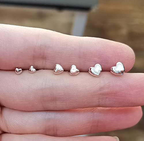 3 Pairs Tiny Love Heart Stud Earrings Sterling Silver Set for Women Girls Cute Cartilage 20g Studs Tragus Sleeper Post Pin Hypoallergenic Piercing Body Jewelry Gifts4