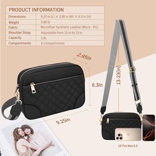 FYY Small Crossbody Bags for Women Quilted Vegan Leather Crossbody Purses for Women Travel with Adjustable Shoulder Strap2