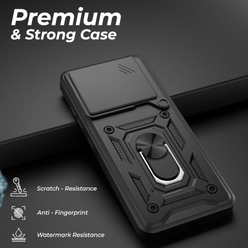 Image of A rtistque Armor Bumper Back Case Cover for Nothing Phone 4a 5G | Ring Holder & Inbuilt Stand | Sliding Camera Cover | Shockproof Protective Design | Nothing Phone 4a Back Cover - Black