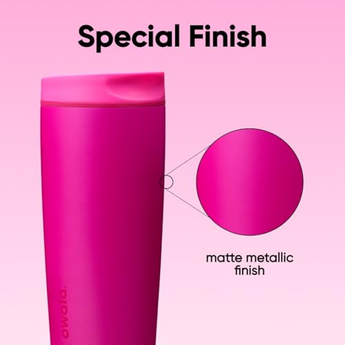 Image of Owala SmoothSip Slider Insulated Stainless Steel Coffee Tumbler, Reusable Iced Coffee Cup, Hot Coffee Travel Mug, BPA Free 20 oz, Read My Lips