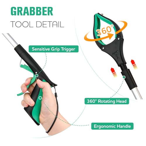 Image of 6-Pack 32inch Upgrade Foldable Grabber Reacher Tool, Reacher Grabber Pickup Tool with 4 inch Wide jaw and 360 Rotating Head,Grabbers for Seniors Outdoor & Indoor (Green)