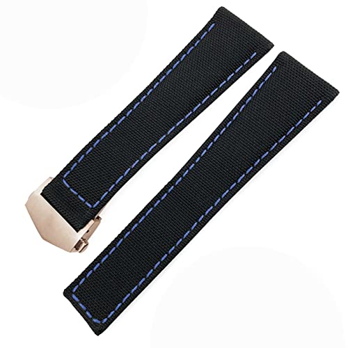 Bracelet de remplacement 22 mm en nylon contre l'usure pour montre de sport noire