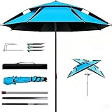 Shengou Ombrellone da spiaggia pieghevole Ø 160 cm con picchetto per prato, ombrellone da ...