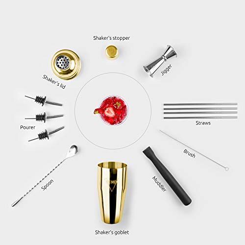 Cocktail Shaker Set Barman Professional 750 ml roestvrij staal complete set accessoires boek voor cocktails Martini Gin… - Image 3