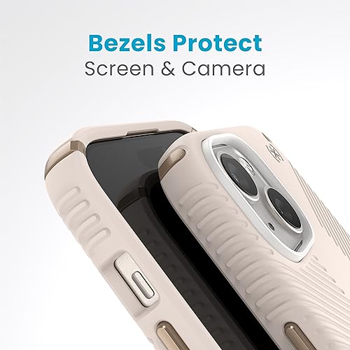 Image of Speck iPhone 15 Pro Case - Drop Protection, Grip - Scratch Resistant, Soft Touch, 6.1 Inch Phone Case - Presidio2 Grip Bleached Bone /Heirloom Gold /Hazel Brown