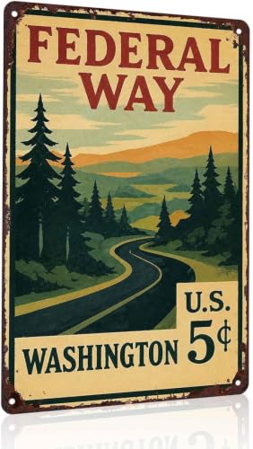 Federal Way Washington Tin Sign, 8 x 12 Inch Vintage Wall Decor