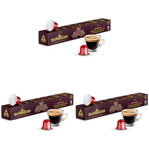 Image of SUNBEAN Nicamalai Gourmet Coffee Capsules Box | Intensity - 9 | Nespresso Compatible | Single Serve | Medium-Dark Roast | Pack of 30