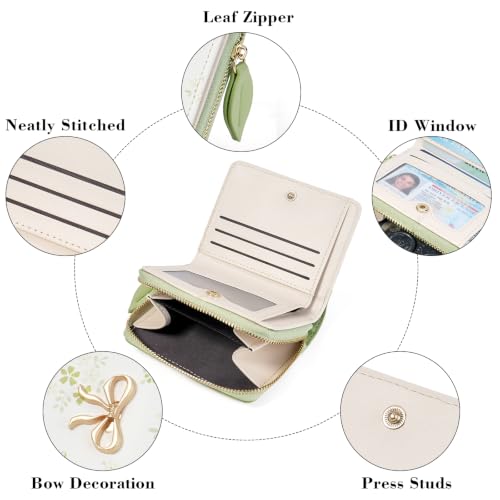 Image of GAEKEAO Small Wallet for Women RFID Blocking Vegan Leather Floral Ladies Purse Bifold Compact Card Holder with Zipper Pocket