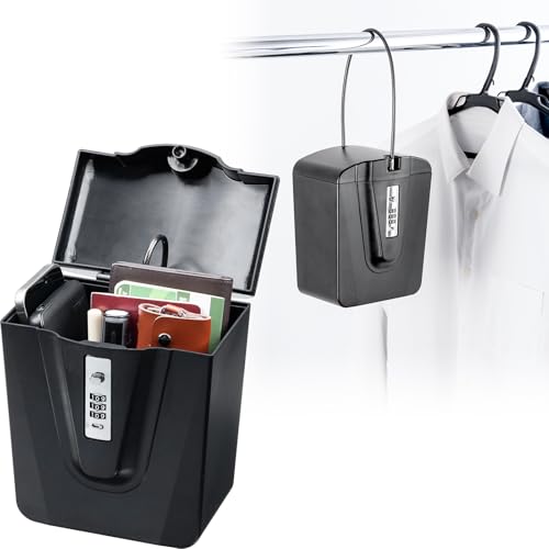 イーサプライ セキュリティボックス ワイヤー付き 大容量 ダイヤル式 3桁 暗証番号 クローゼット 防犯 貴重品 通帳 印鑑 パスポート 旅行 EEX-SLKB03BK - イーサプライ - 商品画像