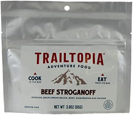 Trailtopia Hearty Beef Stroganoff- Freeze Dried Hiking Dinner | Delicious Taste | Quick & Easy Prep | Lightweight | Perfect for Camping & Backpacking | High Energy Meals for Outdoor Adventures