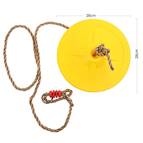 Image of Toy Park Plastic Disc Swing Outdoor Indoor Hanging Plate Children Swing Disc Seat Kids Round Rope Playground Garden Play Activity with Height Adjustable (Yellow)