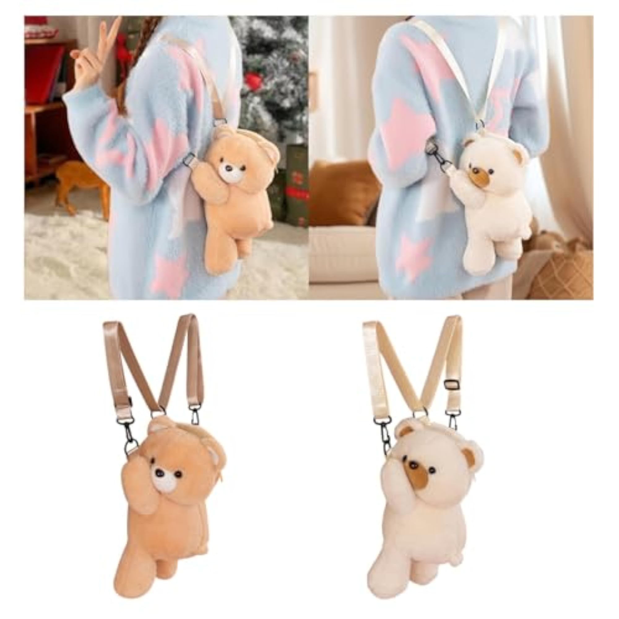 Plush Bear Backpack with Adjustable Strap, Casual Travel Bag