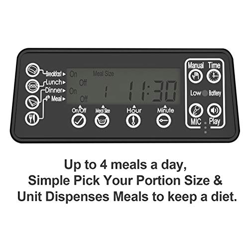 HICTOP Automatic Pet Feeder | Auto Pet Dog Timed Programmable Food Dispenser Feeder for Medium Small Pet Puppy Kitten - Portion Control Up to 4 Meals/Day 7L(Black)