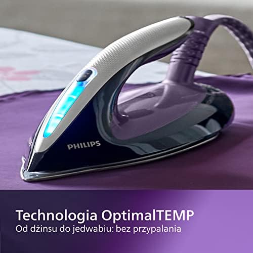 Philips Generator Pary PerfectCare Elite Plus - 2700W, Silne uderzenie pary 550g, Ciśnienie pompki 7,7 bara, Technologia OptimalTEMP, Zbiornik 1,8l, Fioletowy/Biały (GC9675/80)