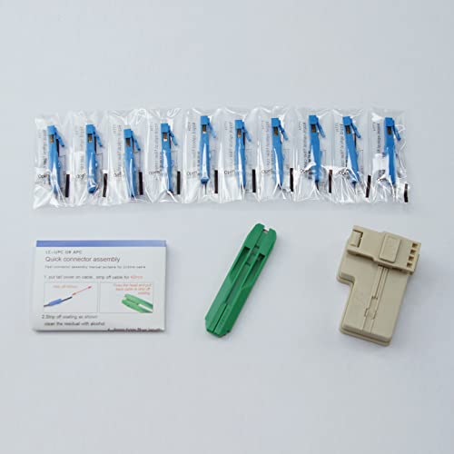 10Pcs Leite Lc Upc Fiber Optic Quick Connector Wiht Matched Tools Fiber Reusable Connectors Single Mode Mechanical Fast Connectors Adapter For Ftth Catv Network Instrument #TOP2