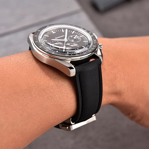 Image of WAMD Vector FKM Rubber Watch Strap 20mm 22mm - No Loop Deployment Clasp - Premium Fluoroelastomer Replacement Band.