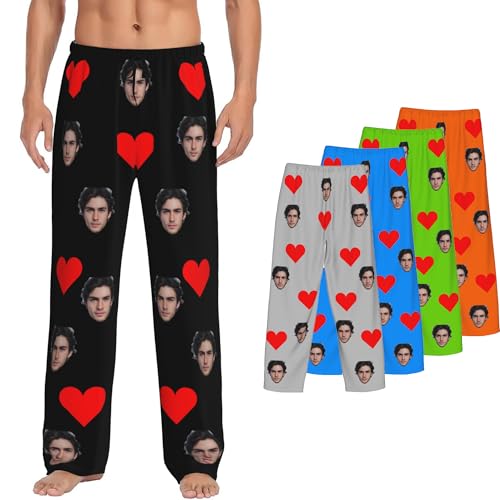 OHORTEB Custom Face Pajamas Pants for Men Women, Personalized PJ Pant Funny Gift for Dad Mom Wife Husband Birthday