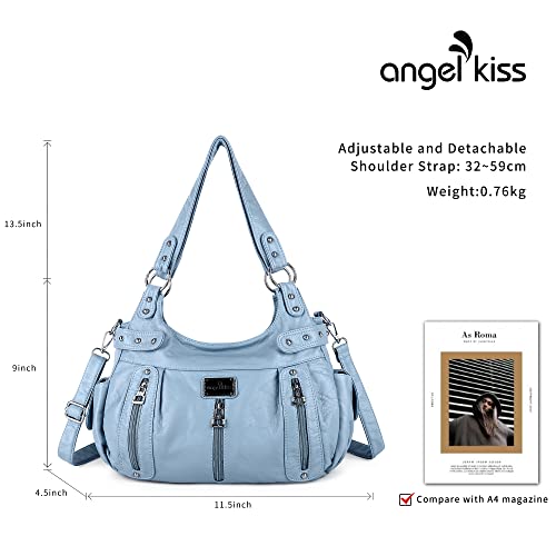 Image of Angel Kiss Large Purses and Handbags for Women Washed Faux Leather Crossbody Hobo Satchel Shoulder Handbag Tote Purse