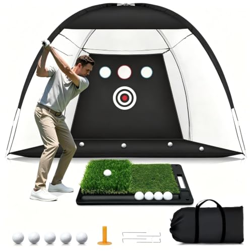 Golf Net 10x7FT with Heavy Rubber Base Mat