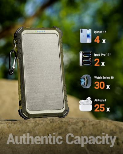 Image of Solar Power Bank Built-in Cables Speed Charging 20000mAh Camping