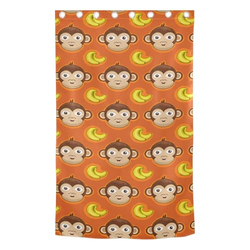 J JOYSAY Cartoon Monkey Bananas Orange Blackout Window Curtain Panels Thermal Insulated Window Drapes Grommet Blackout Drapes for Living Room Bathroom 84 x 42 Inch