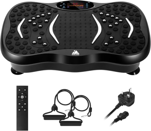 EVOLAND Vibration Plates Vibration Fitness Exercise Machine for Home Use with Bluetooth Speaker 5 Program Modes 2 Resistance Bands Vibration Fitness Trainer 330lb Max Load