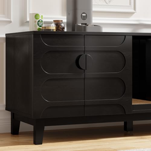 Image of ONBRILL 59 inch Cat Litter Box Enclosure for 2 Cats, Cat Litter Boxes, Black