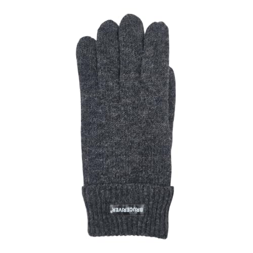 Image of BRUCERIVER Men's Pure Wool Knitted Gloves | Insulated Fleece Lining