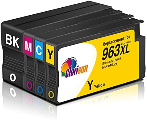 Clorisun 963XL Ink Cartridges for HP 963 XL 963XL Ink Cartridges Multipack for OfficeJet Pro 9010 9020 9015 9025 9012 9019 9016 9014 9022 9013 9023 9018 9026 9028(4 Pack)