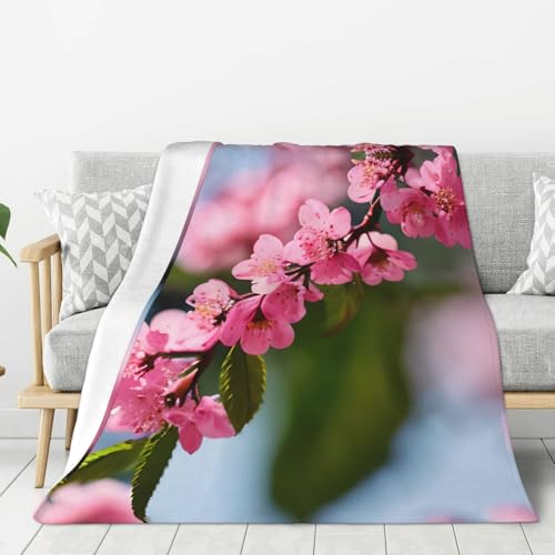 Couverture douce lit anti-froid plaid camping rose cerisier - 2