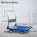 Restaurantware-RW Clean 35.5 x 23.25 x 27.75 Inch Platform Cart, 1 Large Flat Hand Cart - 660-Pound Capacity, Foldable Handle, Blue Plastic Flatbed Dolly Cart, Heavy-Duty, For Warehouses Or Homes