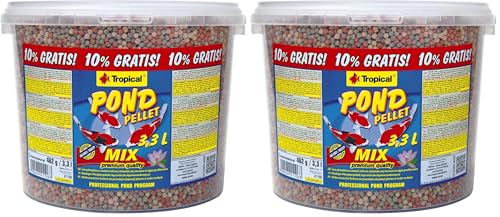 Pond Pellet Mix 3,3L / 462g - Alimento Flotante básico para Peces de Estanque, bajo Contenido en fósforo no favorece la proliferación de Algas (Paquete de 2)