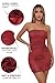 IOYWP Women's Strapless Tube Top Bodycon Mini Dress, Sexy Ruched Printed Dresses for Club, Party and Night Out Red Medium