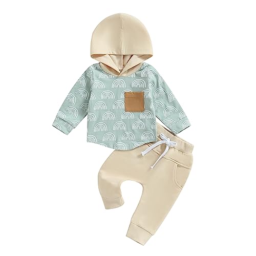 Image of Douhoow Infant Fall Baby Outfit Baby Boy Hoodies Hoody Sweatshirt Drawstring Pants Baby Boy Clothes Set