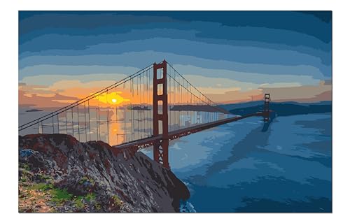 Kit peinture par numéros adulte coucher de soleil 40x50 cm avec cadre en bois à monter soi-même