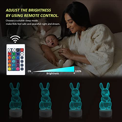 Lampe d'illusion optique 3D lapin CooPark avec câble USB 16 couleurs