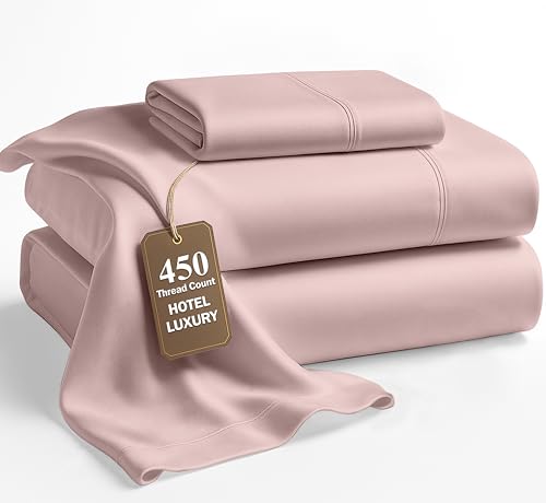 Image of LANE LINEN 450 Thread Count 100% Mercerized Cotton Twin Bed Sheets Set - Machine Wash, Soft & Comfy Hotel Like Thick Rose Bedding Set, Cotton Bedding Sheets & Pillowcases - Sepia Rose