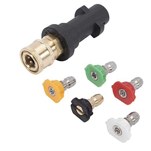 KASturbo Adaptateur de nettoyeur haute pression 6,35 mm Raccord femelle à connexion rapide pour Karcher K2 K3 K4 K5 K6 K7 avec 5 embouts de buse d'alimentation à plusieurs degrés