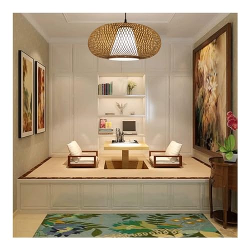 Lampe suspendue design creux en rotin pour restaurant et salon - 8