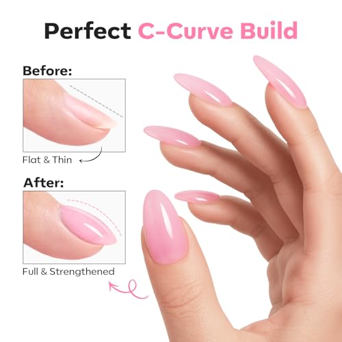 Image of modelones Builder Nail Gel Top Coat 15 ML No Wipe Purple Pink Gel Polish Apex Building Nails Strengthener Extension Long Last Soak Off U V Professional Pedicure Manicure for Fingemails and Toenails