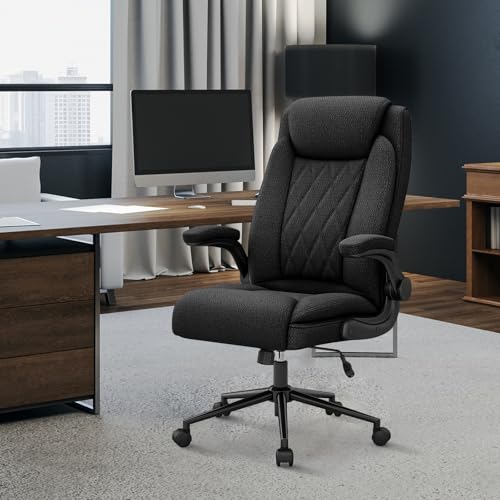 Youhauchair Bürostuhl Ergonomisch, Schreibtischstuhl mit Hoher Rückenlehne und Höhenverstellbar, Drehstuhl mit Kopfstütze Bequem, Chefsessel für Büro, Schwarz