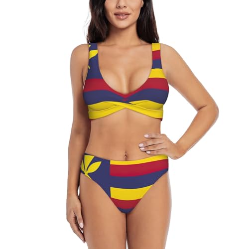 Maillot de bain gainant 2 pièces imprimé drapeau d'Hawaï de qualité