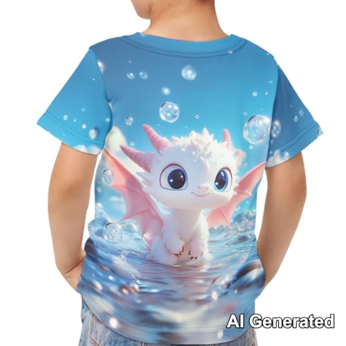Image of Xhuibop Kids Tshirts Girls Boys 3-16 Years Summer Clothes for Teens Loose Fitting Tops