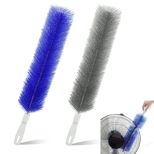 2 Pcs Cobweb Duster, Bendable Fan Duster, Plastic Fan Cleaner Brush,Microfiber Head Dusting Brush, Reusable Dust Remover for Air Conditioning Shutters,Ceiling Fan Blades,Air Vents, Curtains, Cars