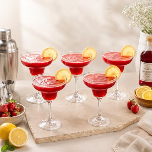 Image of bellemax 210ML Cocktail Glasses | Premium Clear Glass Drinking Glasses | Juice, Mocktail, Cocktail, Water, Soft Drink & Beverage Glass Set | Elegant Barware for Home, Kitchen & Parties (Set of 6)