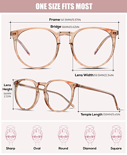 Image of DUCO Retro Round Blue Light Glasses For Men Women Blue Ray Blocking Glasses Computer Gaming Glasses Nylon Lens Acetate Frame Brown 8301