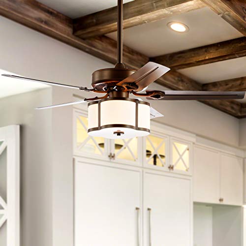 JONATHAN Y 52" Satin Bronze 3-Light Iron Ceiling Fan with Remote Control, Scalloped Drum Shade, 5 Reversible Blades, Transitional Glam Decor, LED Bulbs Included JYL9604A by JONATHAN Y - Image 7