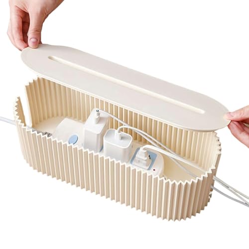 Caja organizadora de cables, caja de gestión de cables de escritorio con tapa, soporte organizador de cables, accesorios para ocultar cables