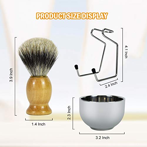 image for Gonioa Pure Badger Hair Shaving Set with Stainless Steel Shaving Stand